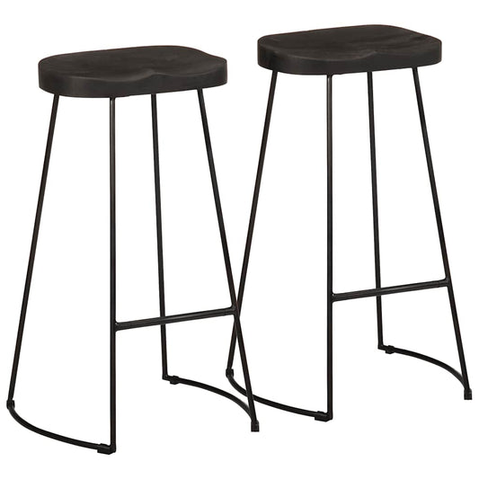 Barhocker 2 Stk. Schwarz 45x40x78 cm Mango Massivholz