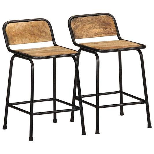 Barhocker 2 Stk. 46x35,5x70 cm Raues Mango Massivholz