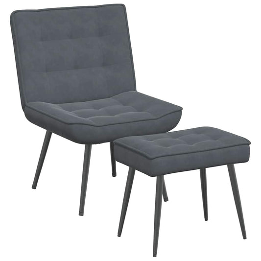 Relaxsessel mit Hocker Dunkelgrau Samt