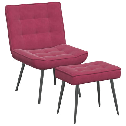 Relaxsessel mit Hocker Weinrot Samt