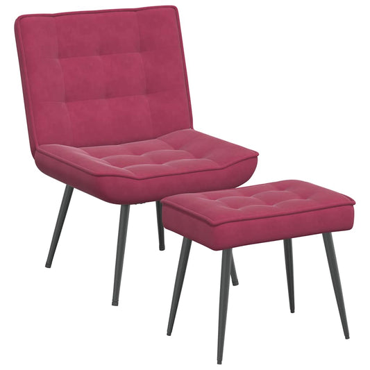 Relaxsessel mit Hocker Weinrot Samt