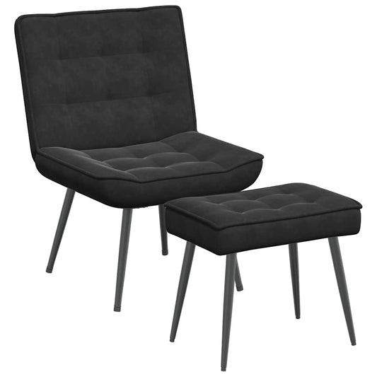 Relaxsessel mit Hocker Schwarz Samt