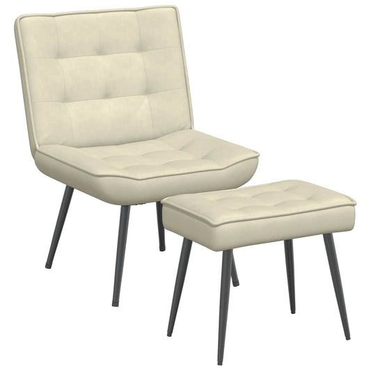 Relaxsessel mit Hocker Creme Samt