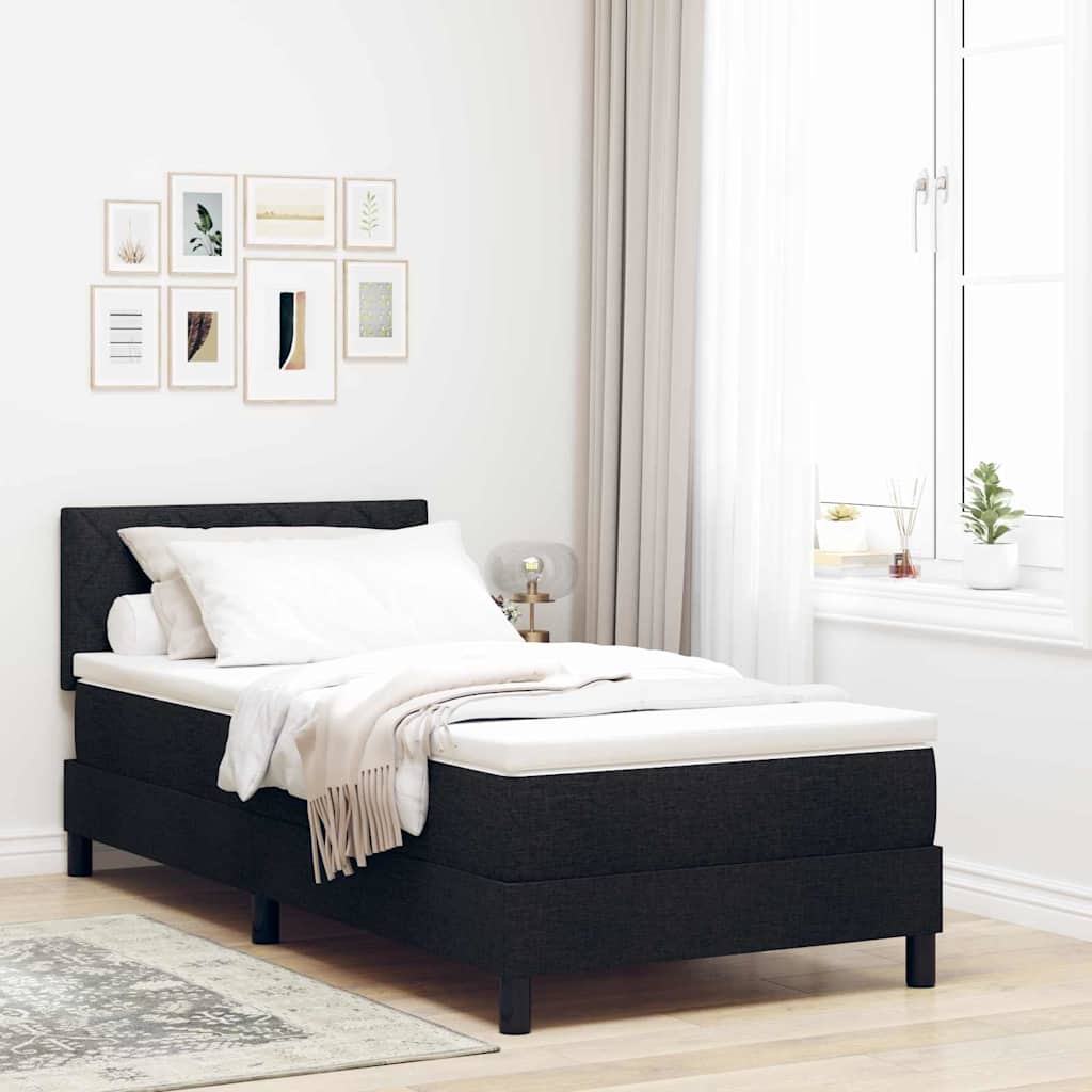 Boxspringbett mit Matratze Schwarz 90 x 190 cm Stoff