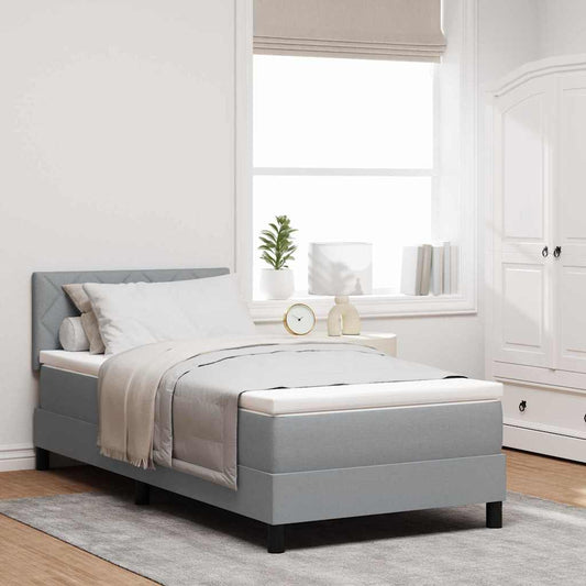 Boxspringbett mit Matratze Hellgrau 100 x 200 cm Stoff