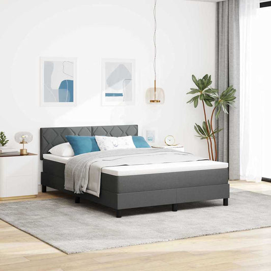 Boxspringbett mit Matratze Dunkelgrau 140 x 190 cm Stoff