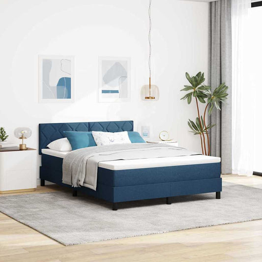 Boxspringbett mit Matratze mit Matratze Blau 140 x 190 cm Stoff