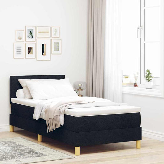 Boxspringbett mit Matratze Schwarz 80 x 200 cm Stoff