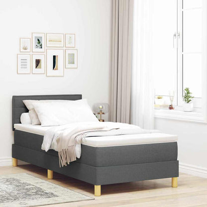 Boxspringbett mit Matratze Dunkelgrau 100 x 200 cm Stoff