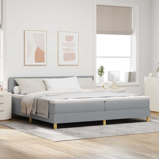Boxspringbett mit Matratze Hellgrau 200 x 200 cm Stoff