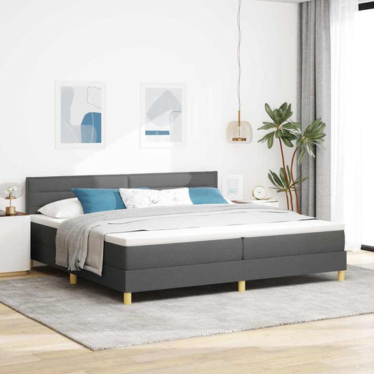 Boxspringbett mit Matratze Dunkelgrau 200 x 200 cm Stoff