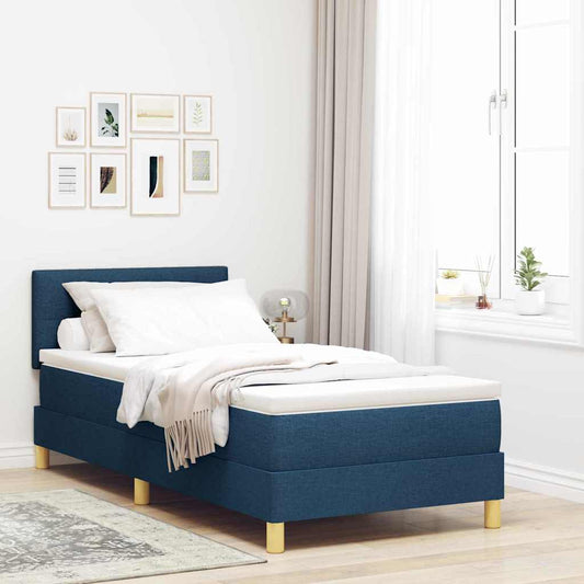 Boxspringbett mit Matratze mit Matratze Blau 80 x 200 cm Stoff