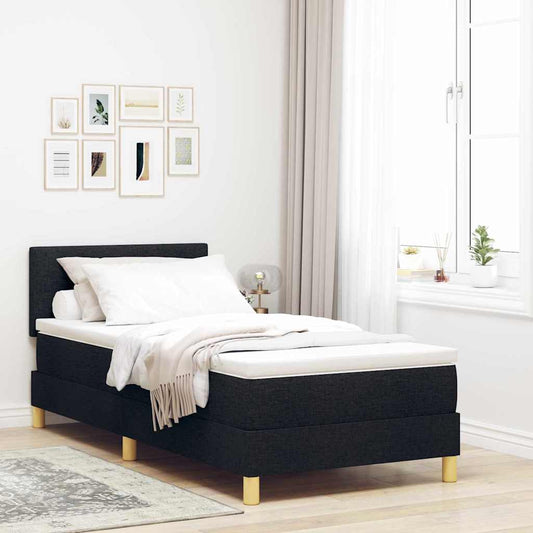 Boxspringbett mit Matratze Schwarz 90 x 200 cm Stoff