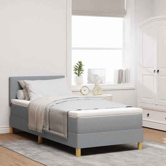 Boxspringbett mit Matratze Hellgrau 100 x 200 cm Stoff