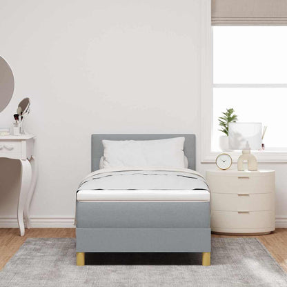 Boxspringbett mit Matratze Hellgrau 100 x 200 cm Stoff