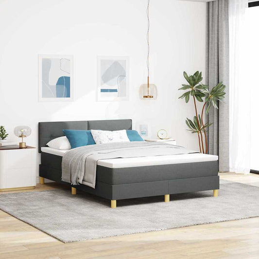 Boxspringbett mit Matratze Dunkelgrau 160 x 200 cm Stoff