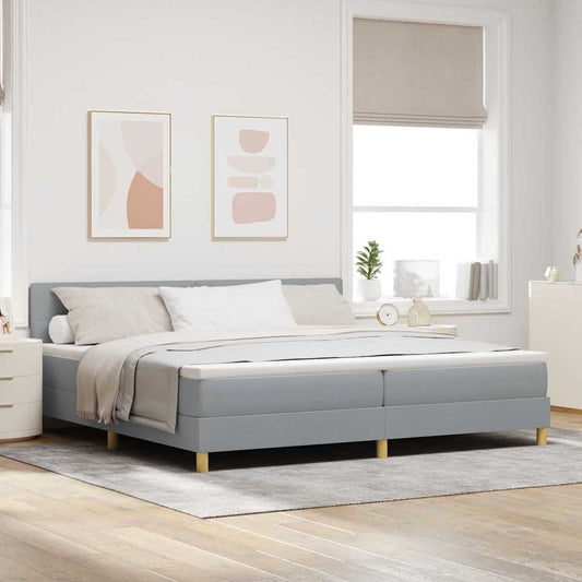 Boxspringbett mit Matratze Hellgrau 200 x 200 cm Stoff
