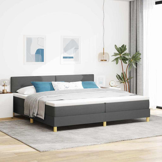 Boxspringbett mit Matratze Dunkelgrau 200 x 200 cm Stoff