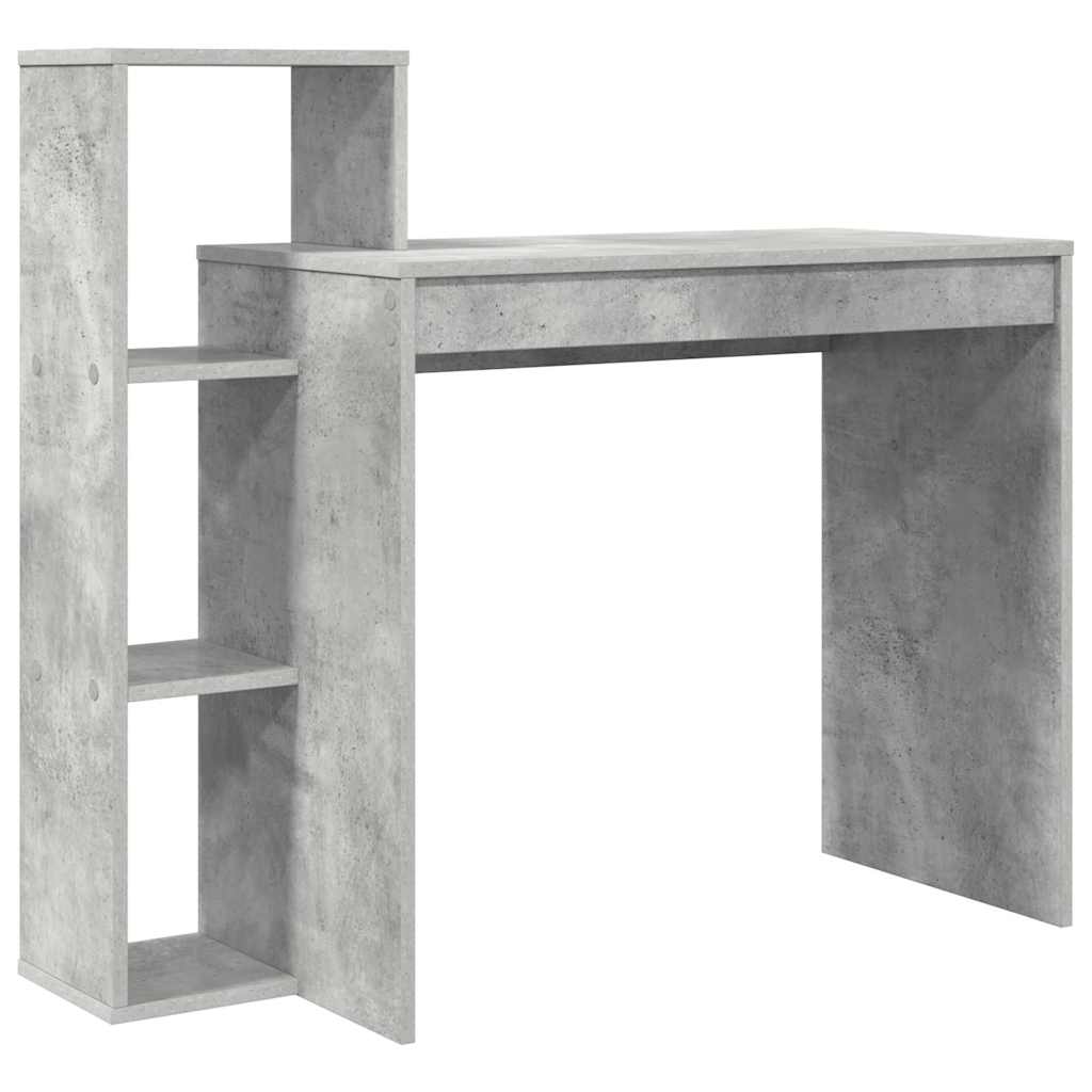 Schreibtisch mit Regal Betongrau 100 x 40 x 90 cm Holzwerkstoff