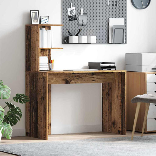 Schreibtisch mit Regal Altholz 102 x 50 x 124 cm Holzwerkstoff