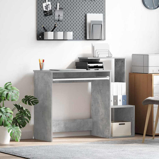 Tisch mit Regal Betongrau 106 x 40 x 88,5 cm Holzwerkstoff