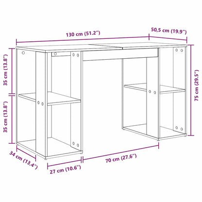 Schreibtisch mit Stauraum Sonoma Eiche 130 x 50,5 x 75 cm