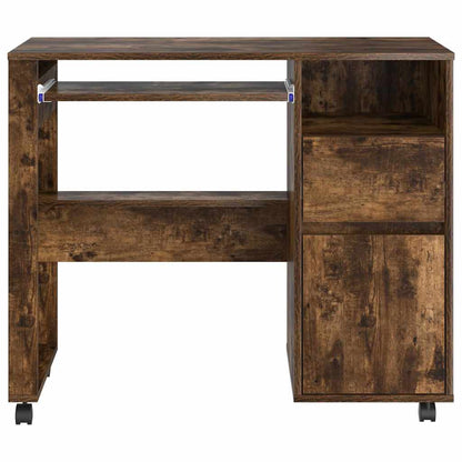 Tisch mit Rollen Räuchereiche 91 x 50 x 77 cm Holzwerkstoff