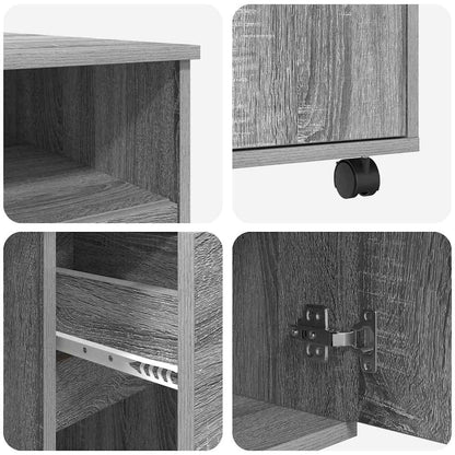 Tisch mit Rollen mit Regal Grau 91 x 50 x 77 cm Holzwerkstoff