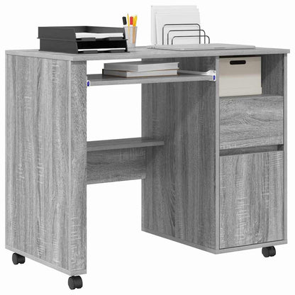 Tisch mit Rollen mit Regal Grau 91 x 50 x 77 cm Holzwerkstoff