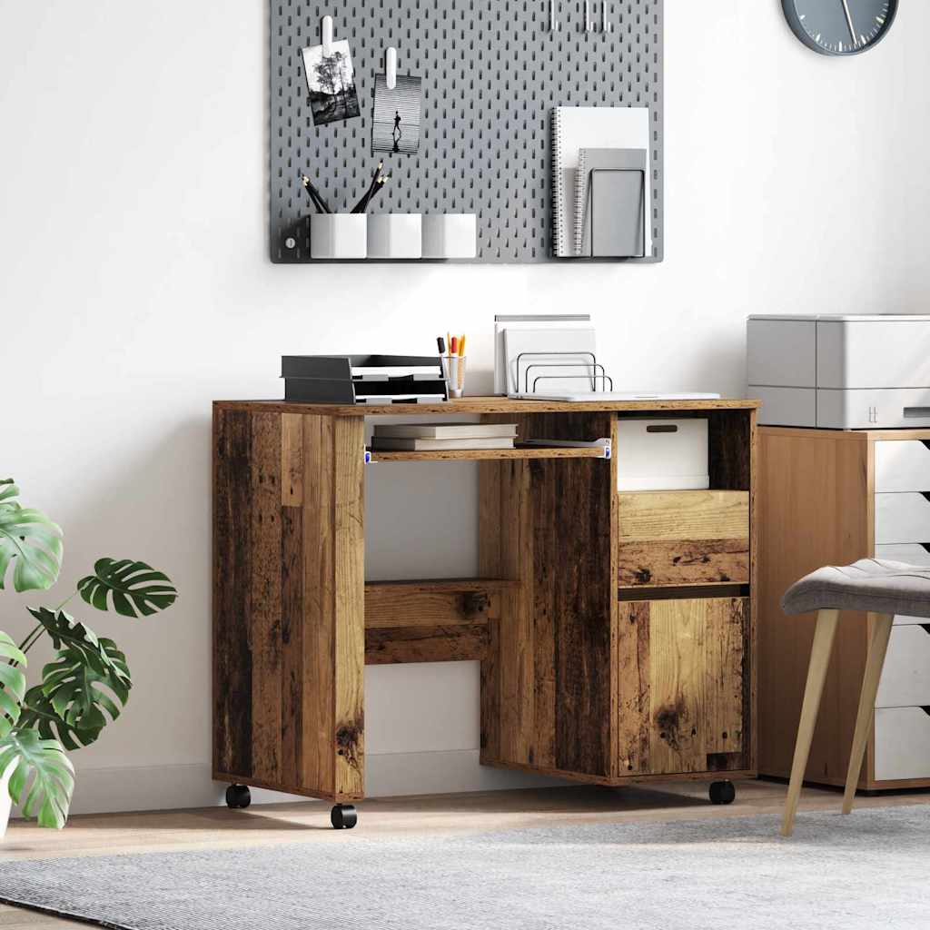 Tisch mit Rollen mit Rad Altholz 91 x 50 x 77 cm Holzwerkstoff