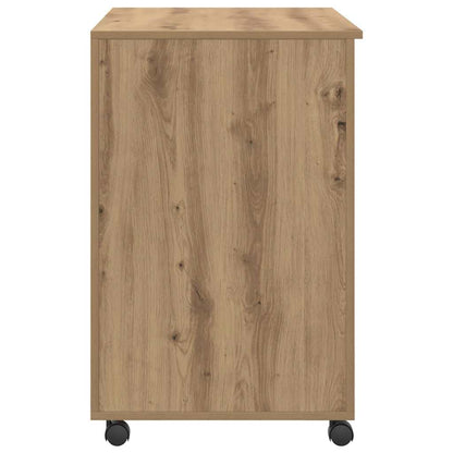 Tisch mit Rollen mit Regal Eiche handwerklich 91 x 50 x 77 cm