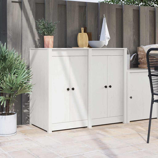 Küchentür mit Tür 2 pcs Weiß 50 x 9 x 82 cm Massivholz Kiefer