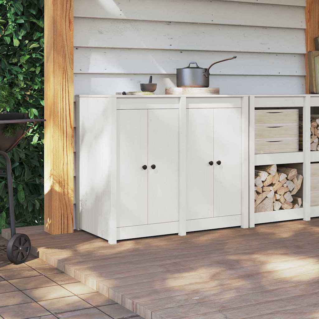 Küchentür mit Tür 2 pcs Weiß 50 x 9 x 82 cm Massivholz Kiefer