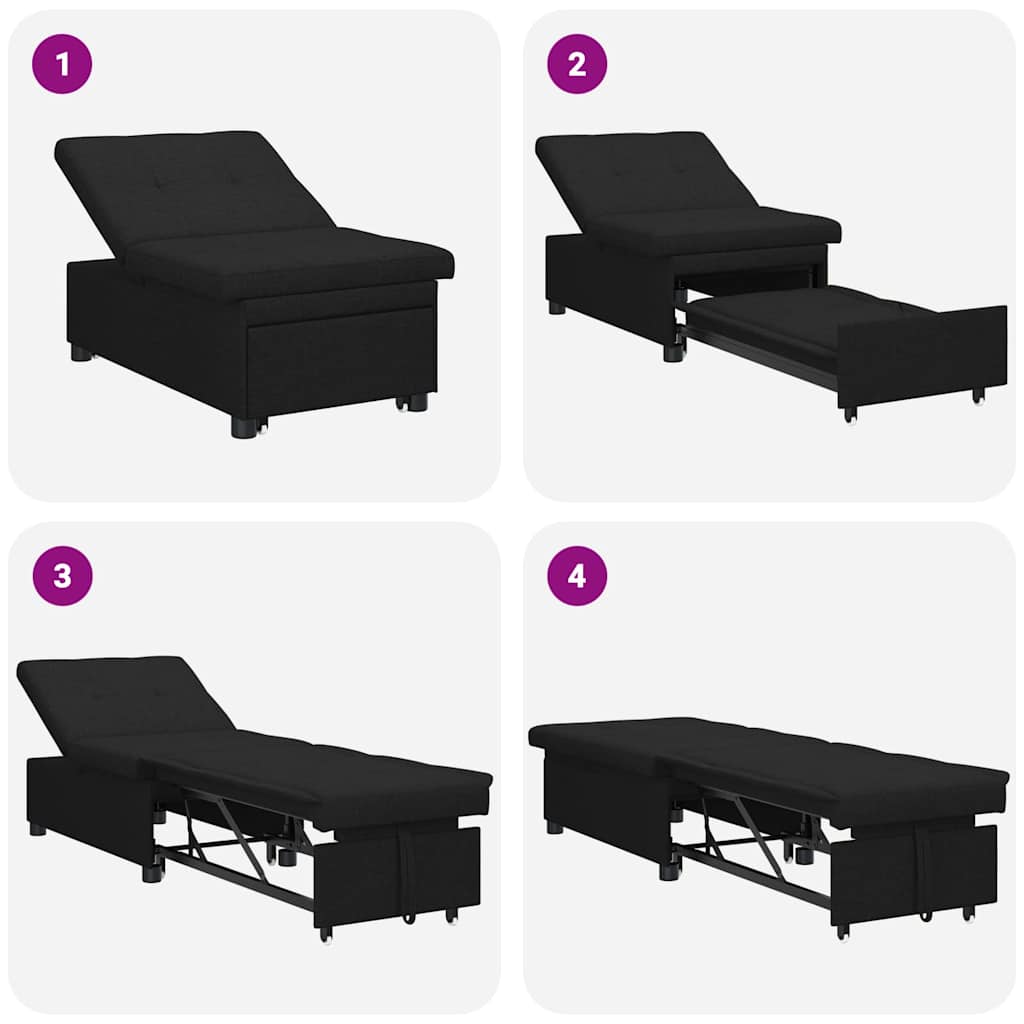Sofa Bett Schwarz 194 x 67 x 37 cm Stoff