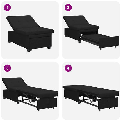 Sofa Bett Schwarz 194 x 67 x 37 cm Stoff