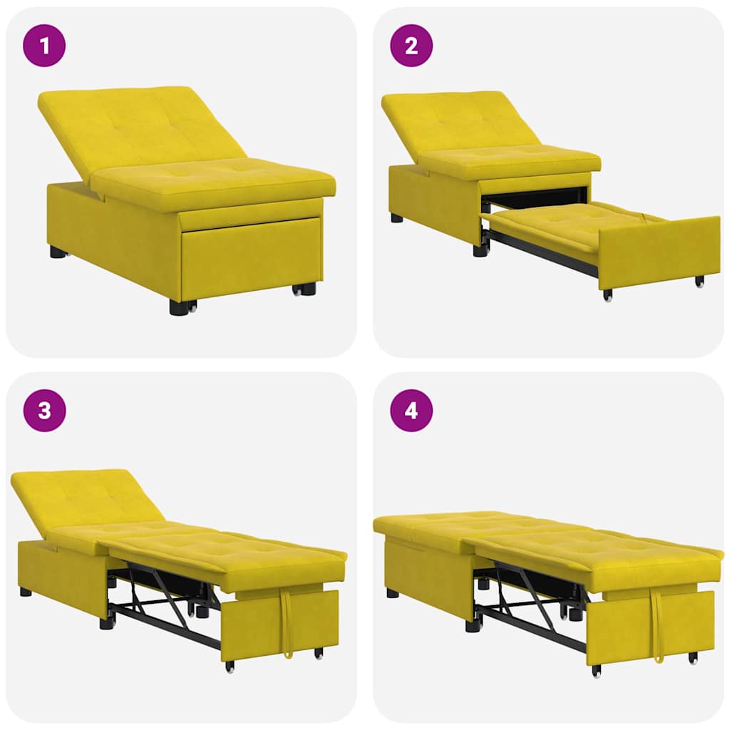 Schlafsofa Gelb 67 x 194 x 38 cm Samt