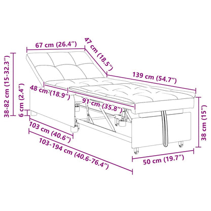 Schlafsofa Creme 67 x 194 x 38 cm Samt
