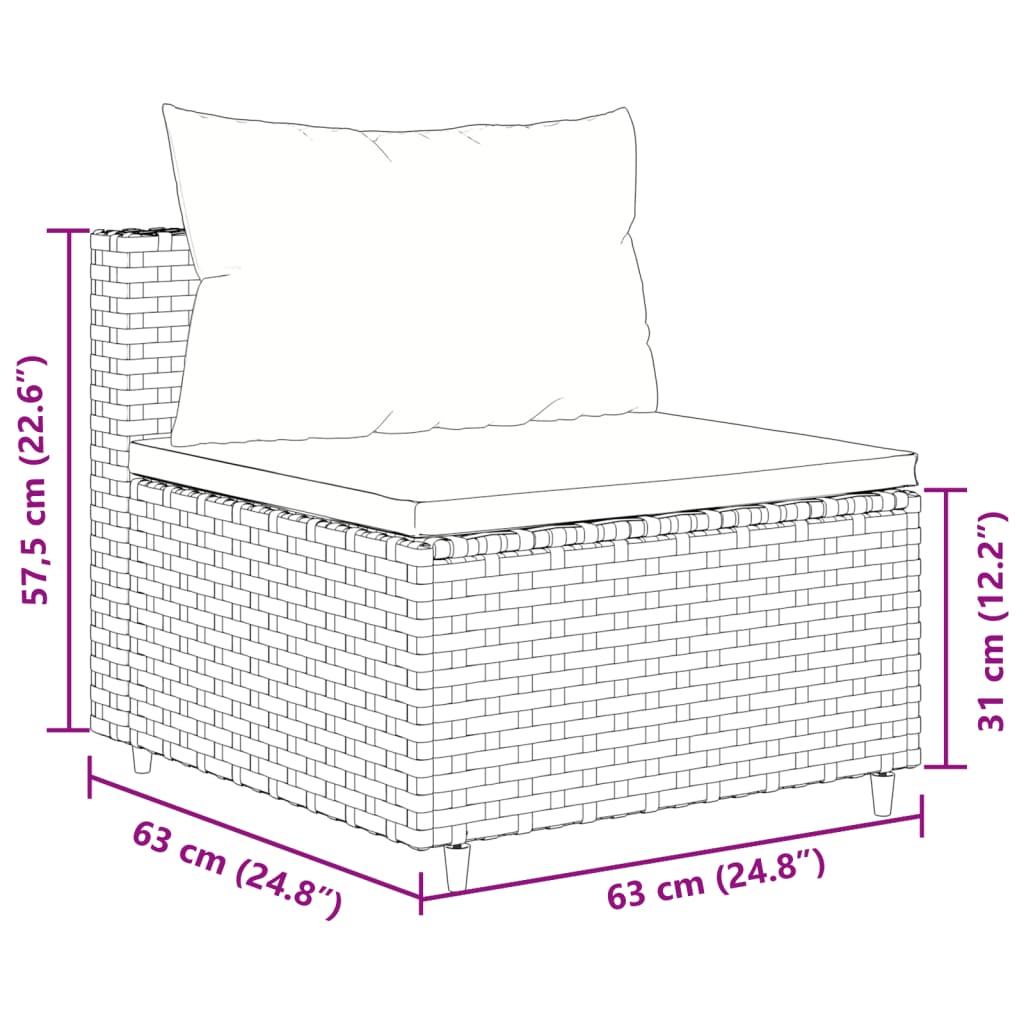 9-tlg. Garten-Lounge-Set mit Kissen Schwarz Poly Rattan