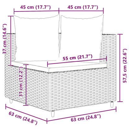 9-tlg. Garten-Sofagarnitur mit Kissen Braun Poly Rattan