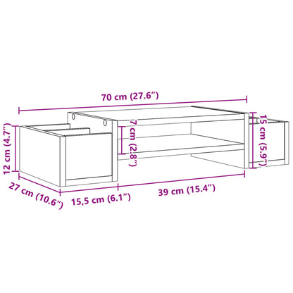 Monitorständer mit Stauraum Schwarz 70x27x15 cm Holzwerkstoff