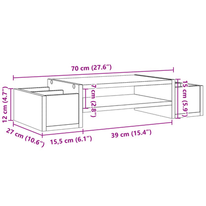 Monitorständer mit Stauraum Eichen-Optik 70x27x15 Holzwerkstoff