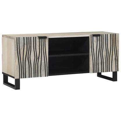 TV-Schränk Weiß 105 x 33 x 46 cm massives Mangoholz