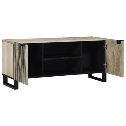 TV-Schränk Weiß 105 x 33 x 46 cm massives Mangoholz