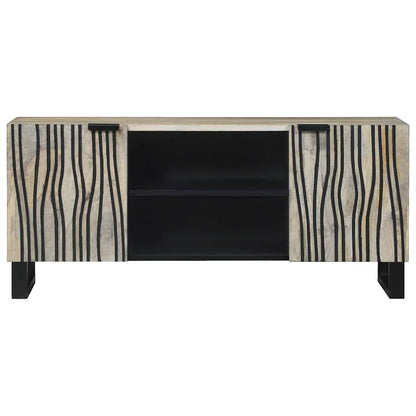 TV-Schränk Weiß 105 x 33 x 46 cm massives Mangoholz