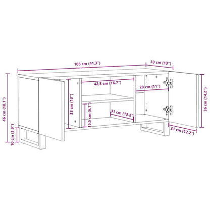 TV-Schränk Weiß 105 x 33 x 46 cm massives Mangoholz