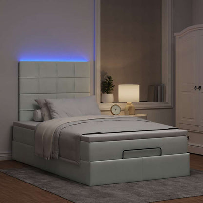Ottoman-Bett mit Matratzen & LEDs Hellgrau 120x200 cm Samt