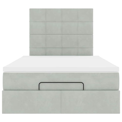 Ottoman-Bett mit Matratzen & LEDs Hellgrau 120x200 cm Samt