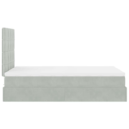 Ottoman-Bett mit Matratzen & LEDs Hellgrau 120x200 cm Samt