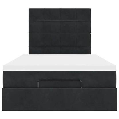 Ottoman-Bett mit Matratzen & LEDs Schwarz 120x200 cm Samt