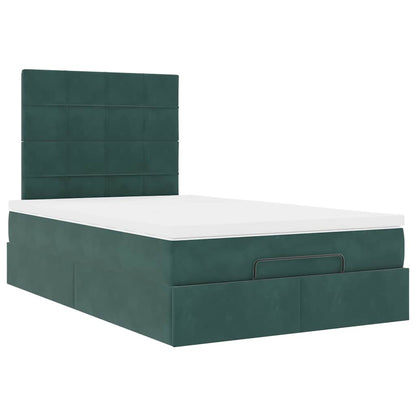Ottoman-Bett mit Matratzen & LEDs Dunkelgrün 120x200 cm Samt